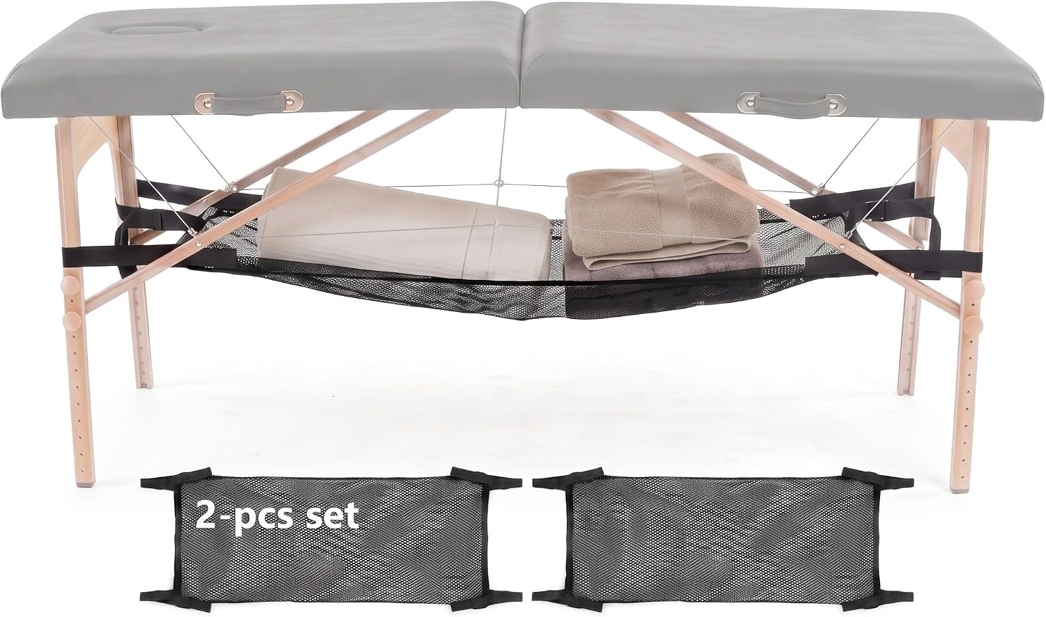 AceOrbit 2 Pcs Massage Table Hammock Accessories Organizer Under Massage Table Desk Storage Shelf for Pillow Sheet Bolster and Accessories, Creates More Space(51 x 22 Inch,Buckle Fastener)