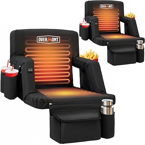 Overmont Heated Stadium Seat with Back Support – 3 Heat