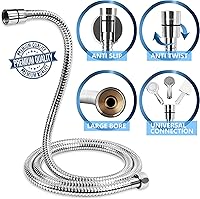 Vista 4 de Extensión de repuesto para manguera de regadera, manguera flexible de acero inoxidable de 59 pulgadas de largo para cabezal de ducha de mano