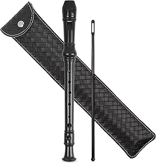 Recorder Instrument for Beginner Adults,8-Hole Soprano Descant Recorder Music Flute with with Cleaning Rod & Leather Case For Home Entertainment(2-Woven Black）