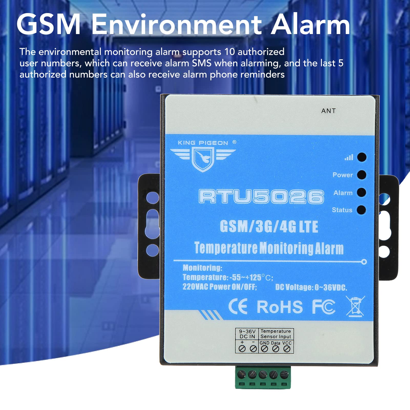GSM-Temperaturüberwachungs-Alarm-Controller, GSM 3G 4G Feuchtigkeits-Temperatur-Alarm Umgebungsüberwachung Stromausfall-Alarm AC100-240V