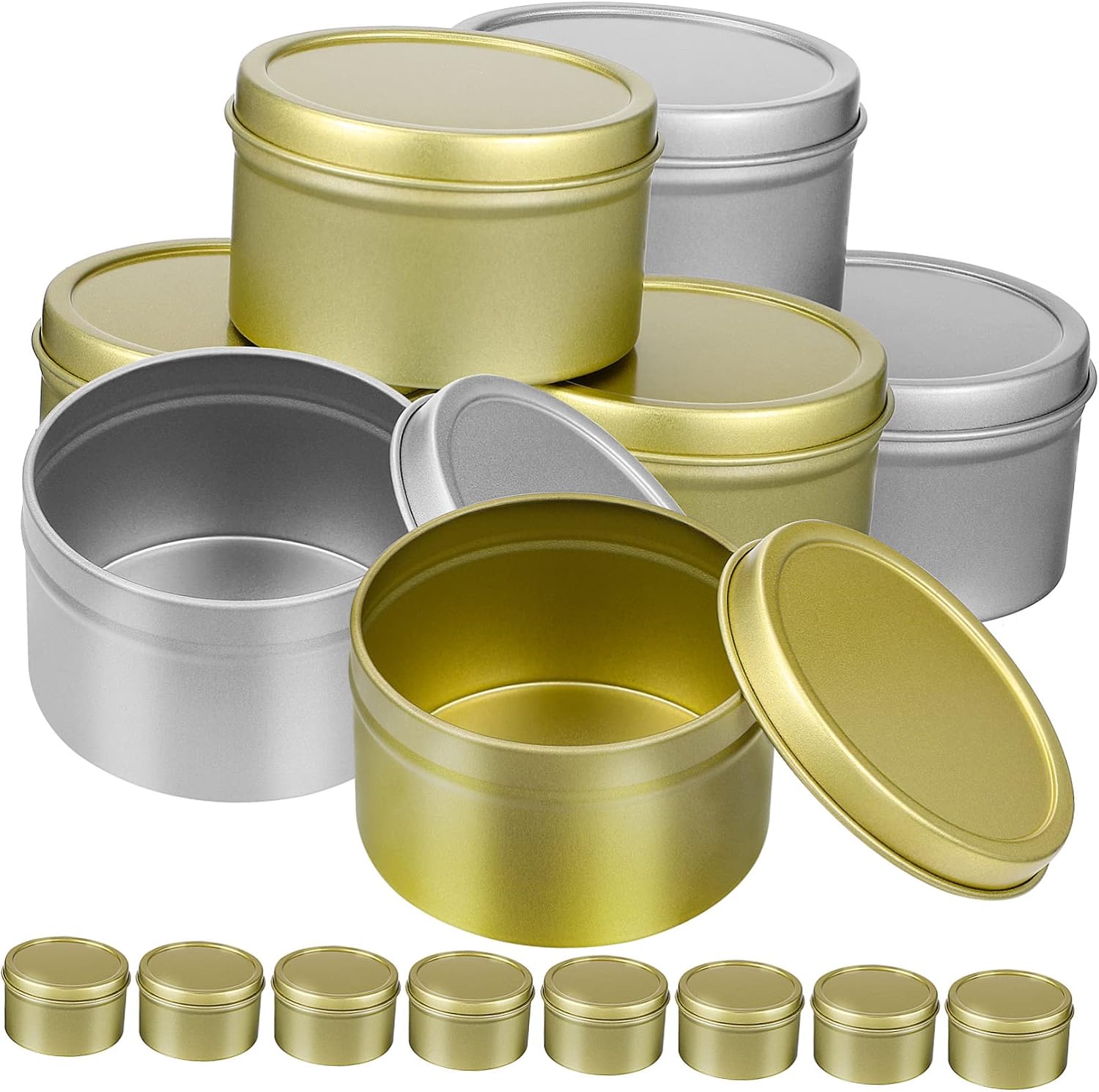 Veemoon 16pcs Candle Storage Jars Screw Lids Versatile Tea Tins for Candle Making for Storing Ointments Cosmetics