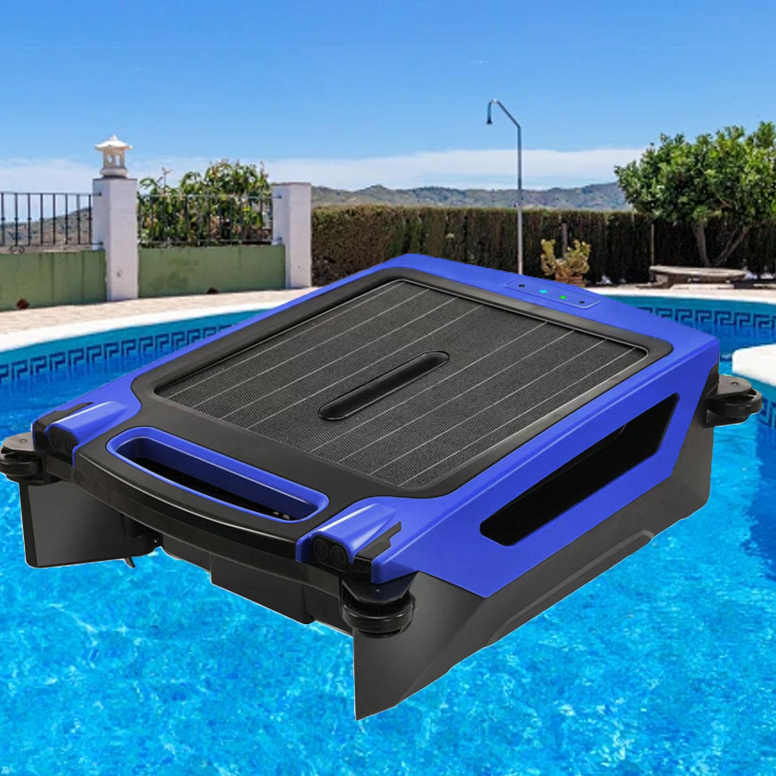 GLWABOMARS Pool Top Cleaning Robot Solar Powered, 35H Runtime, APP & Remote Control, Intelligent Navigation for Residential Swimming Pools