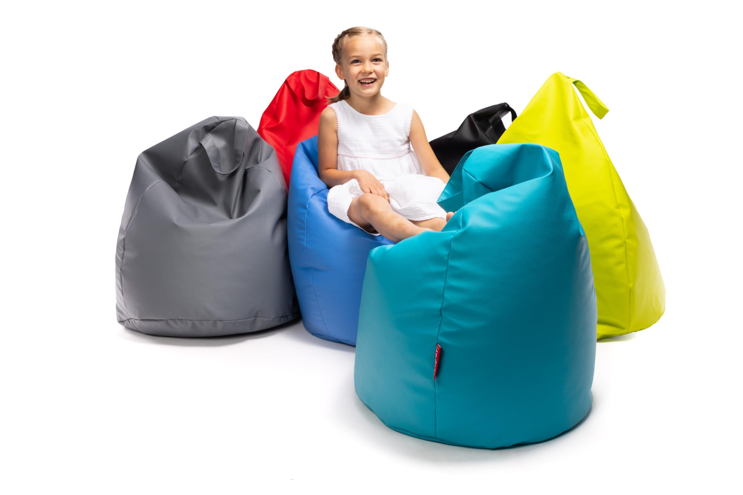 Ecopuf Pouf in similpelle con imbottitura in perline EPS, divano Etterfest, poltrona XXL per bambini, poltrona per adulti, sgabello, pouf, cameretta, sgabello da gaming, taglia S - 80x50 cm