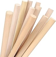 Vista 13 de Varillas de madera redondas de 1/4 x 17.5 pulgadas, sin terminar, para bricolaje, piruletas, soporte para pasteles, 50