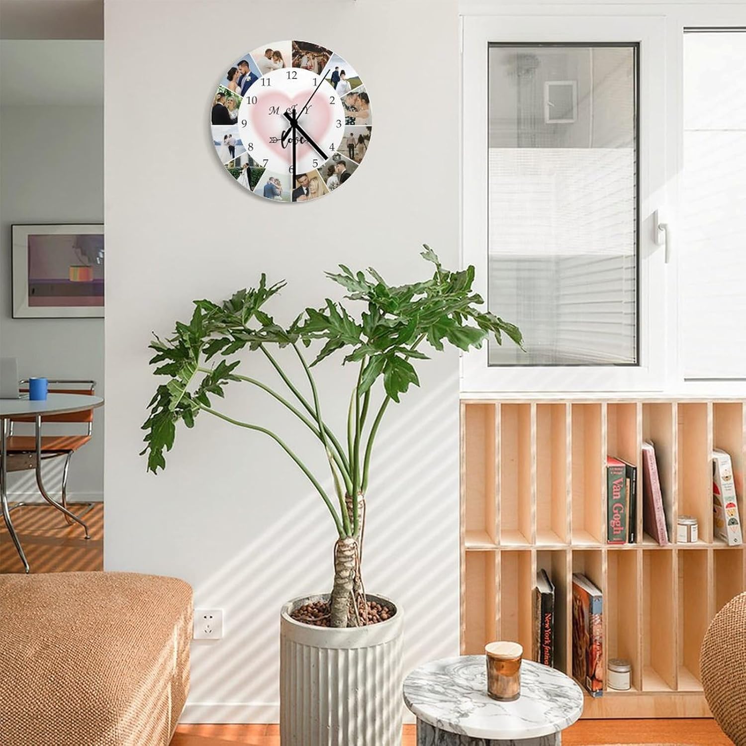 12 Inch Personalized Clock With Picture, Custom for Walls, Customized Photo Gift for Christmas, Mother's Day, Cat Dog Round Silent for Home School Living Room