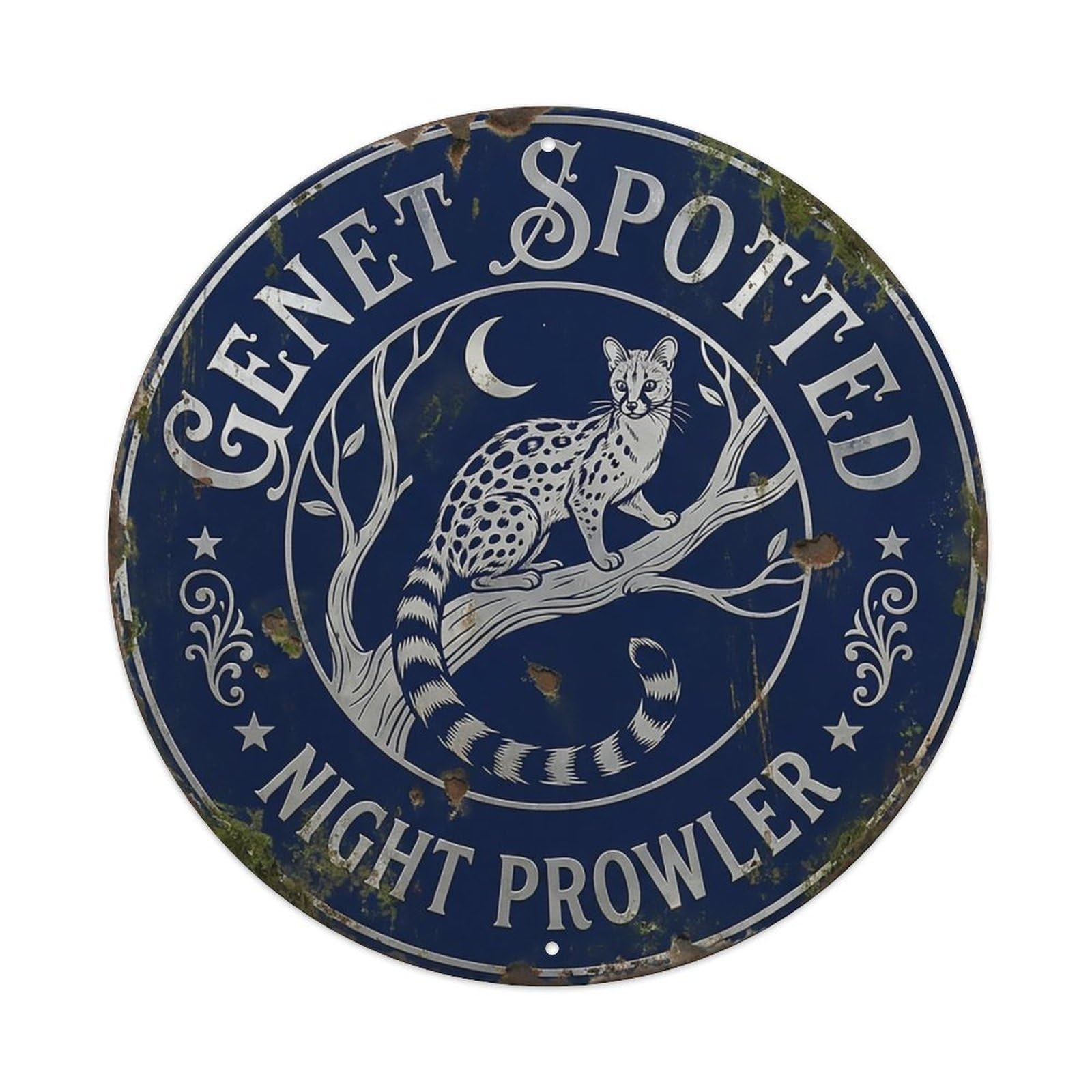 Cxhjca 8X8inch(20X20cm) Genet Spotted Night Prowler Metal Tin Sign