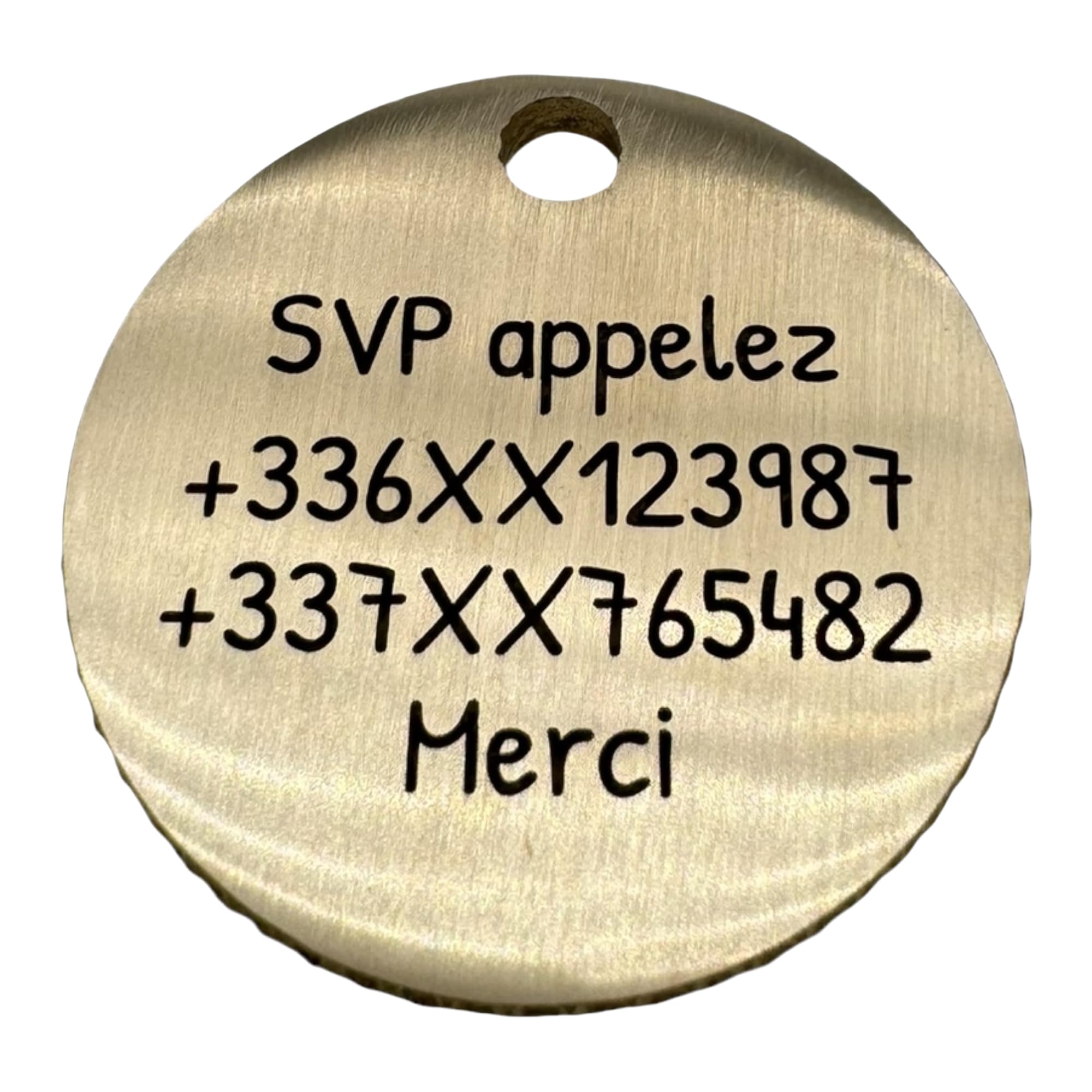 Masterpiece grand chien en laiton massif, médaille gravée, Etiquette d'identification personnalisable, épais médaillon gravé, médaille grande taille (30mm percée)
