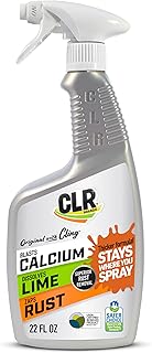 CLR Brands Calcium, Lime & Rust Remover with Cling, 22 oz. Spray Bottle, Adheres to Hard-to-Reach Surfaces, Blasts Calcium, Dissolves Lime Deposits, Zaps Stubborn Rust Stains and Hard Water Deposits