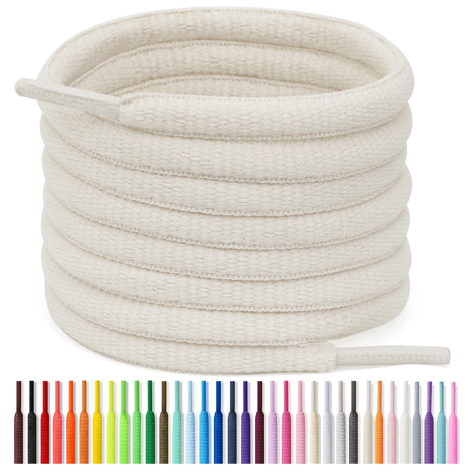 Handshop 1/4" Oval Athletic Shoelaces in 34 Colors Half Round Shoe Laces