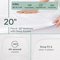 Vista 5 de OhGeni 100% Waterproof Mattress Protector,King Size Mattress Soft Pad,Pet Hair & Bedwetting Resistant,Cooling Breathable Fitted Sheets,Washable Bed