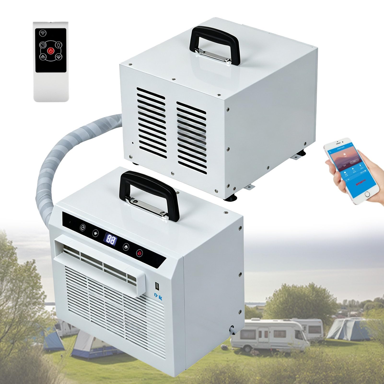 Pvxa Multicolor 3000 Btu Split Air Conditioner, Portable Split Air Conditioner, With Wifi And Remote Control 24H Timer, Top Handle Design, For Home, Office, And Camping 2Mconnectingpipe