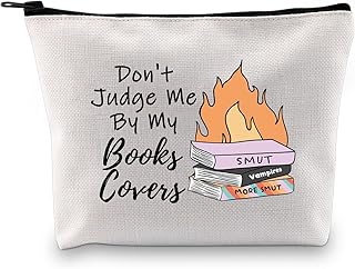 JXGZSO Funny Book Cosmetic Bag Sarcastic Saying Book Don't Judge Me By My Books Covers Joke Bookworm Gift Iron Travel Bag, Don't Judge Me By My Books Covers