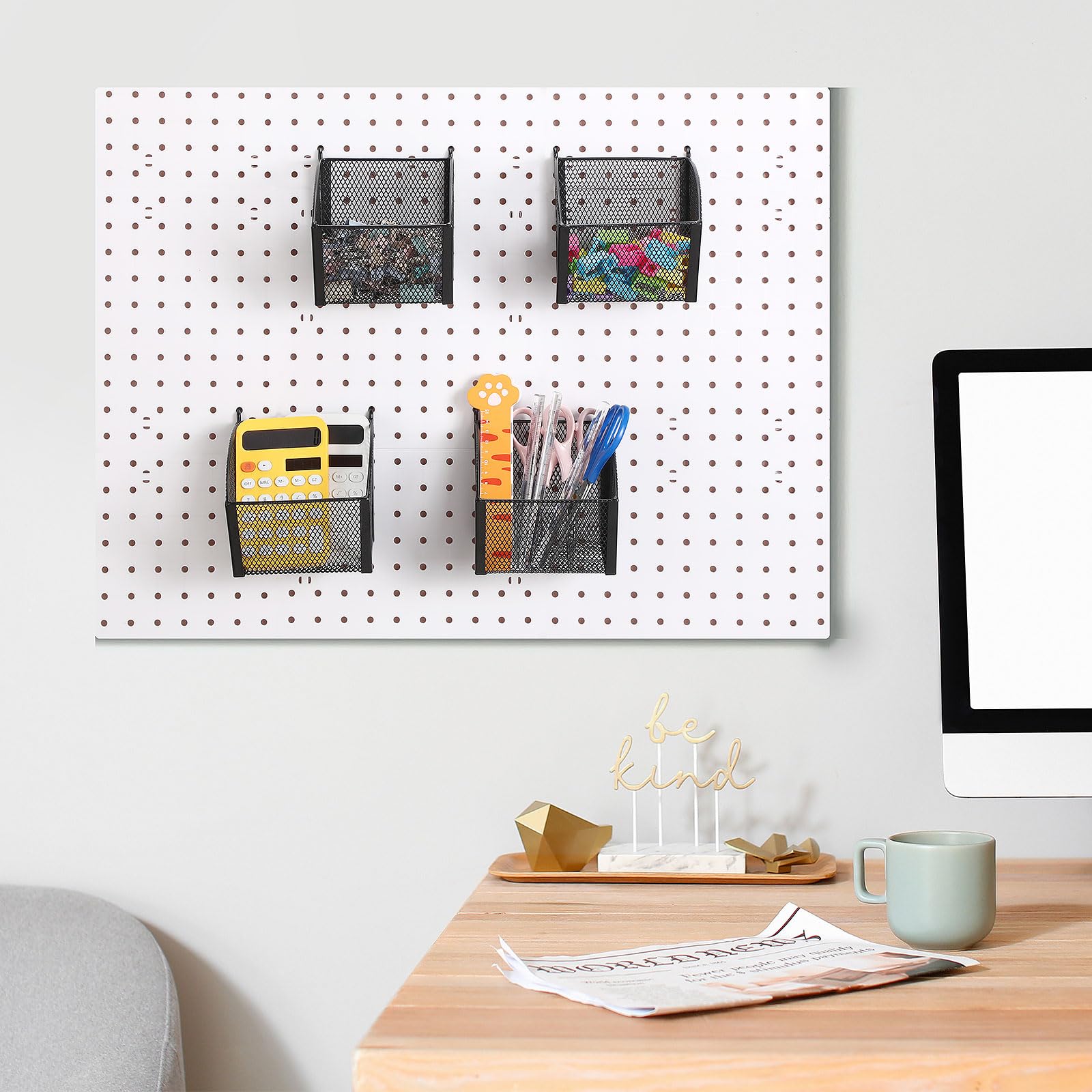 Stecktafelkörbe aus Metalldraht, Aufbewahrungskorb zum Aufhängen, Wandhalterung, Stecktafel-Behälter, Zubehör für Büro, Werkstatt, Organisation, Aufbewahrung, Werkzeuge, Schreibwaren,