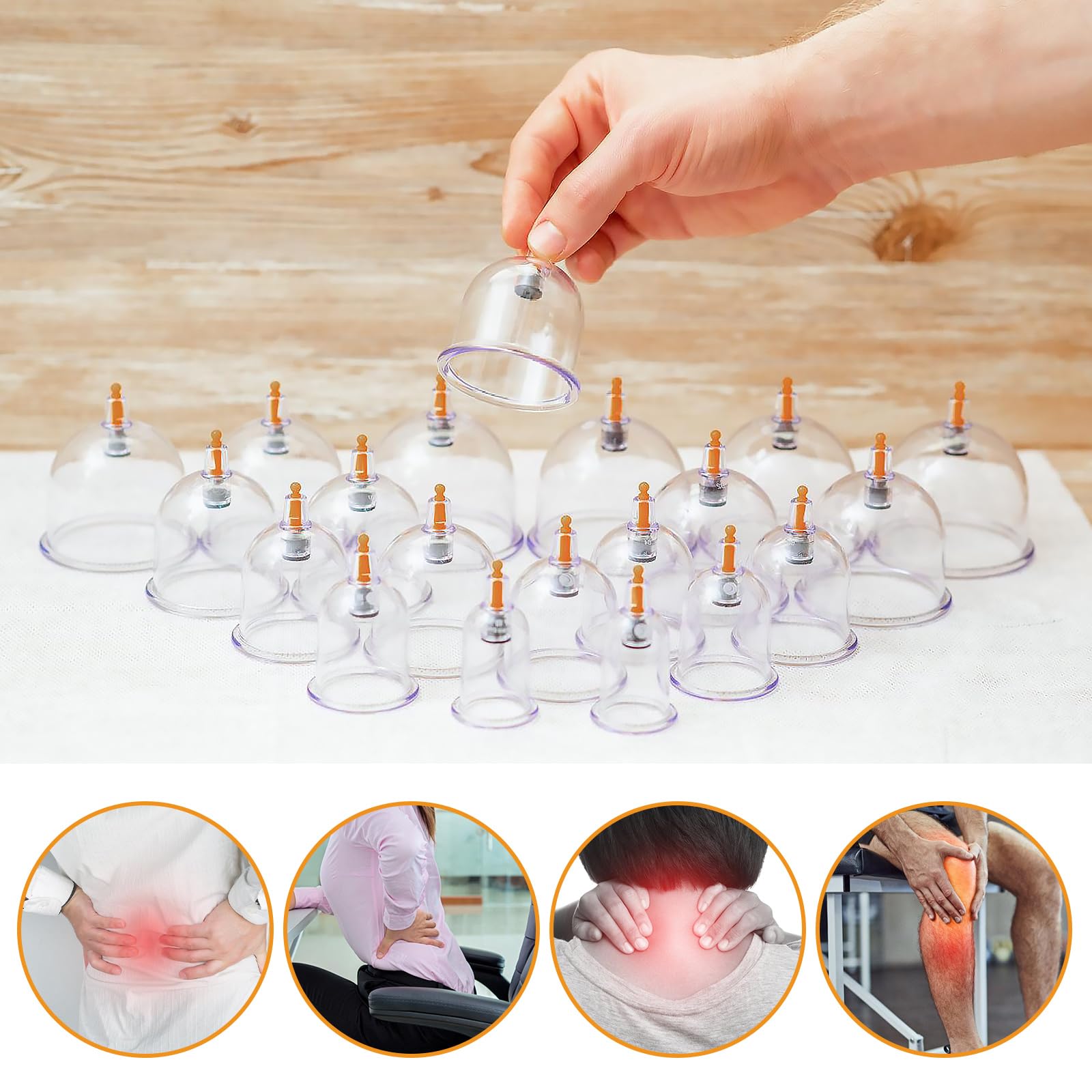 Ensemble De Thérapie Par Ventouses,24 Pièces Ventouses Chinoises,Ventouses Biomagnétiques,Set D'Aspiration Cupping Acupuncture,Pour Thérapie Corporelle,Soulager Douleurs Fatigue