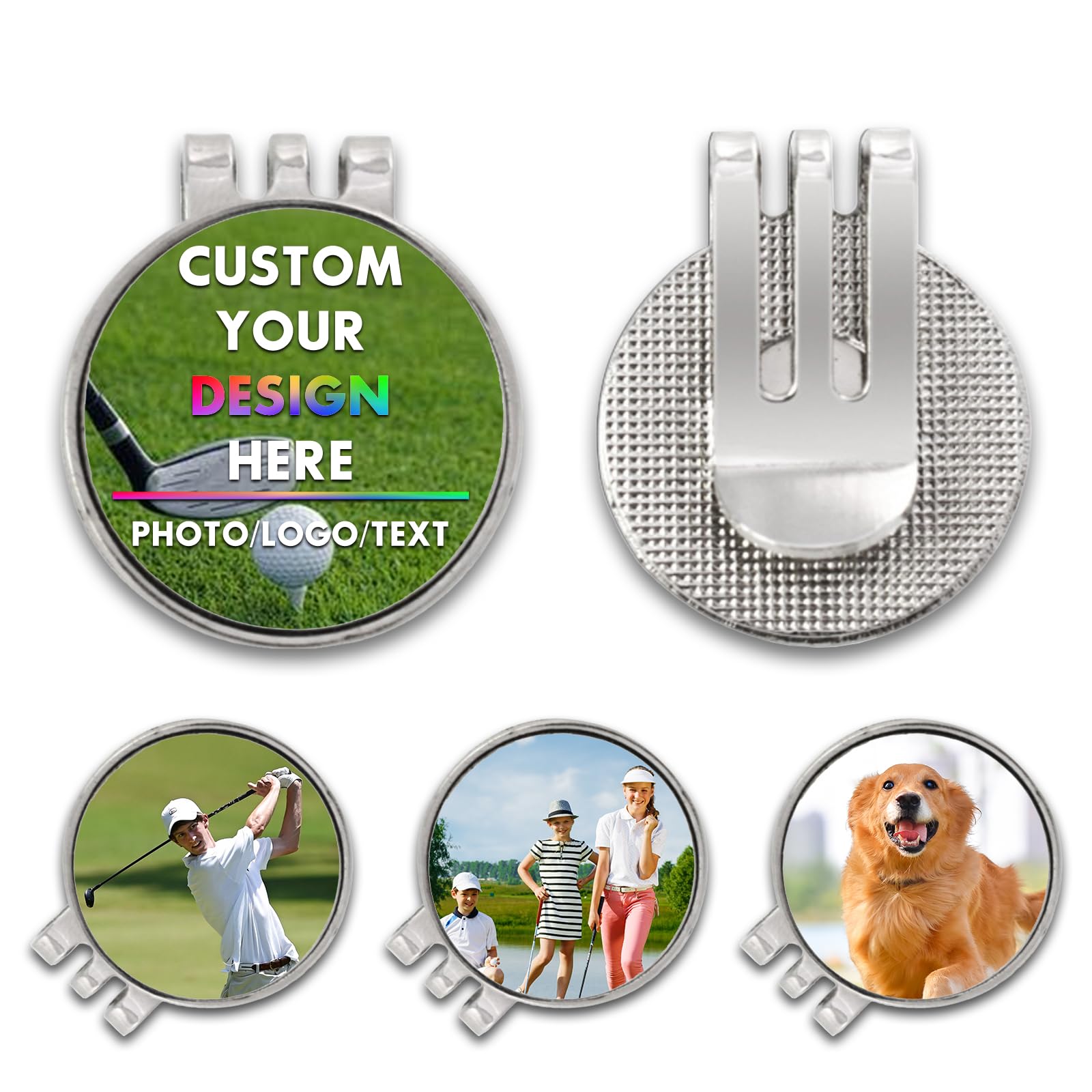 Personalised Golf Ball Marker Hat Clip - Magnetic Custom Photo/Name Ball Marker Set - Premium Engraved Gift For Golfers (Father'S Day, Retirement)