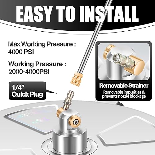 Miniatura 98 de PWS14G - Limpiador de superficies de hidrolavadora de 14 pulgadas con 4 ruedas, limpiador de superficies de acero inoxidable verde recubierto