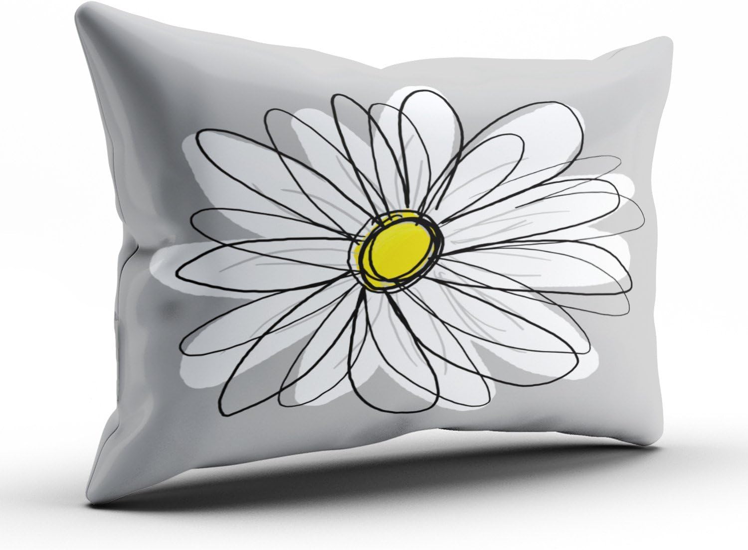 Custom Luxury Funny Grey and White Trendy Daisy with Gray and Yellow Decorative Pillowcase Pillowslip Throw Pillow Case Cover Zippered One Side Printed 16x24 Inches image 2