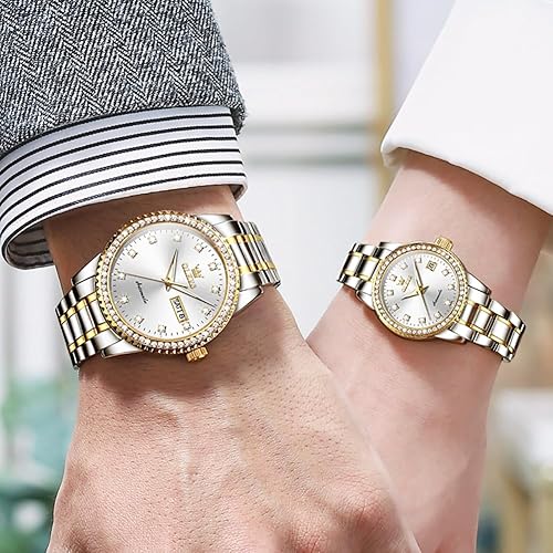 Miniatura 2 de OLEVS Juego de relojes mecánicos automáticos para parejas, reloj a juego para él y para ella, regalos del día de San Valentín