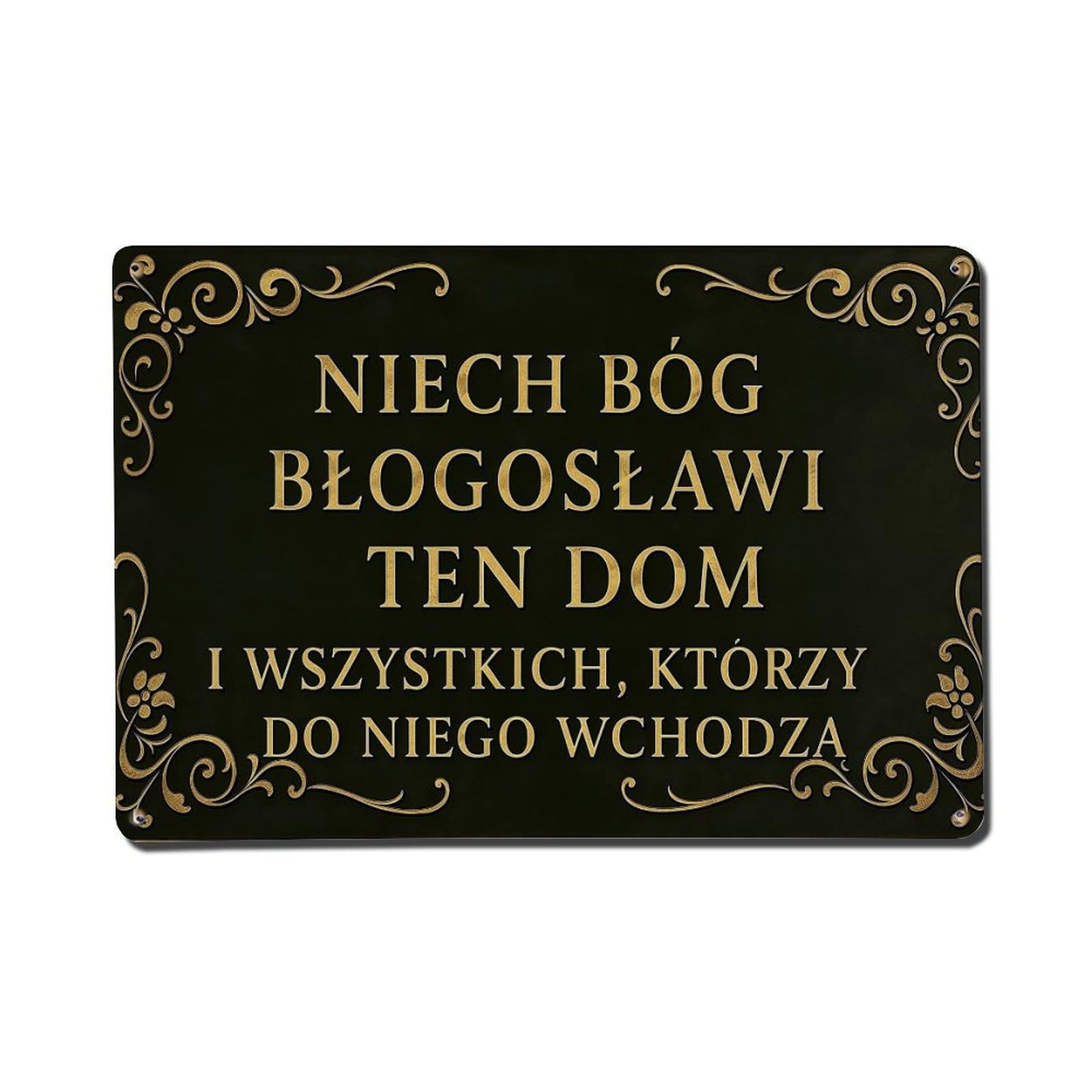 Jdfenggu Vintage Niech Bog Blogoslawi Ten Dom Retro Metal Tin Sign, Metal Poster For Bar, Home, Man Cave, Kitchen, Laundry Room Art Decor 8X12 Inch