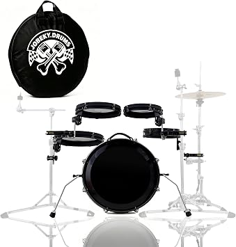 Traveler Series Ultimate Portable Drum Set 20" UFO Gong Bass Drum, 10" Snare, 10" Tom, 14" Floor Tom, 12" Tom Drum, Carbon Steel Shells, Built-in Low-Frequency Head + 4 Universal Ball Swivel Mounts