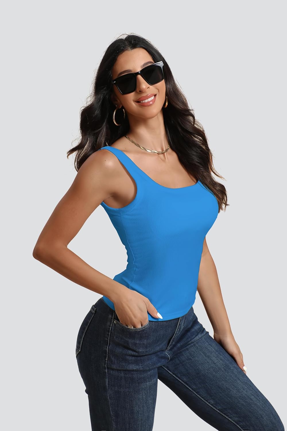 Women's U-Back Tank Top - 3-Pack,Built-in Bra, Removable Pads for Gym, Yoga & Outdoor, Long-Lasting Comfort - Image 6