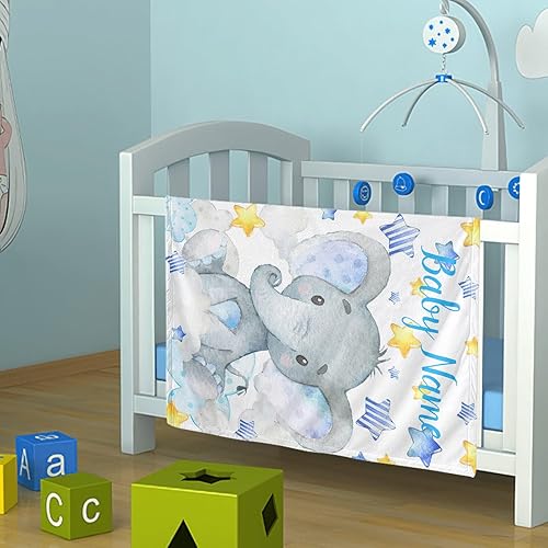 Miniatura 37 de Manta de bebé personalizada con nombre, mantas de bebé de elefante personalizadas para niñas, regalos de bebé, productos para bebés, mantas súper