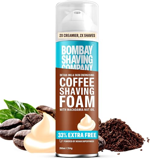 Bombay Shaving Company Coffee Shaving Foam,266 ml (33% Extra) with Coffee &amp; Macadamia Seed Oil
