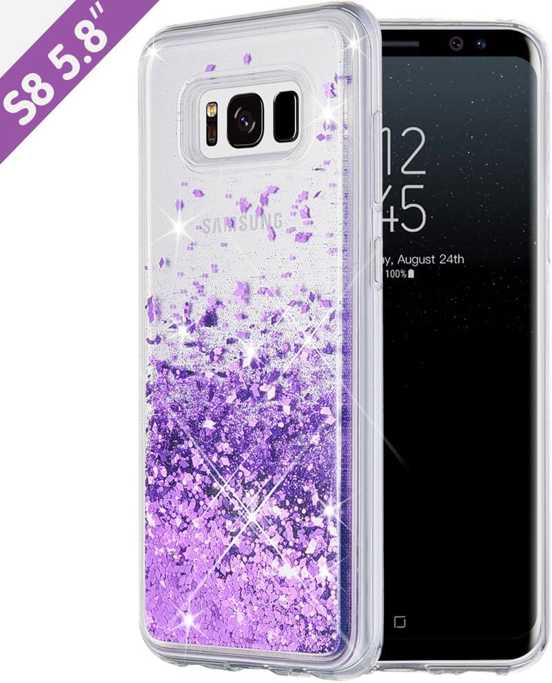Galaxy S8 Case, Caka Galaxy S8 Glitter Case Luxury Fashion Bling Flowing Liquid Floating Sparkle Glitter Soft TPU Case for Samsung Galaxy S8 (Purple)