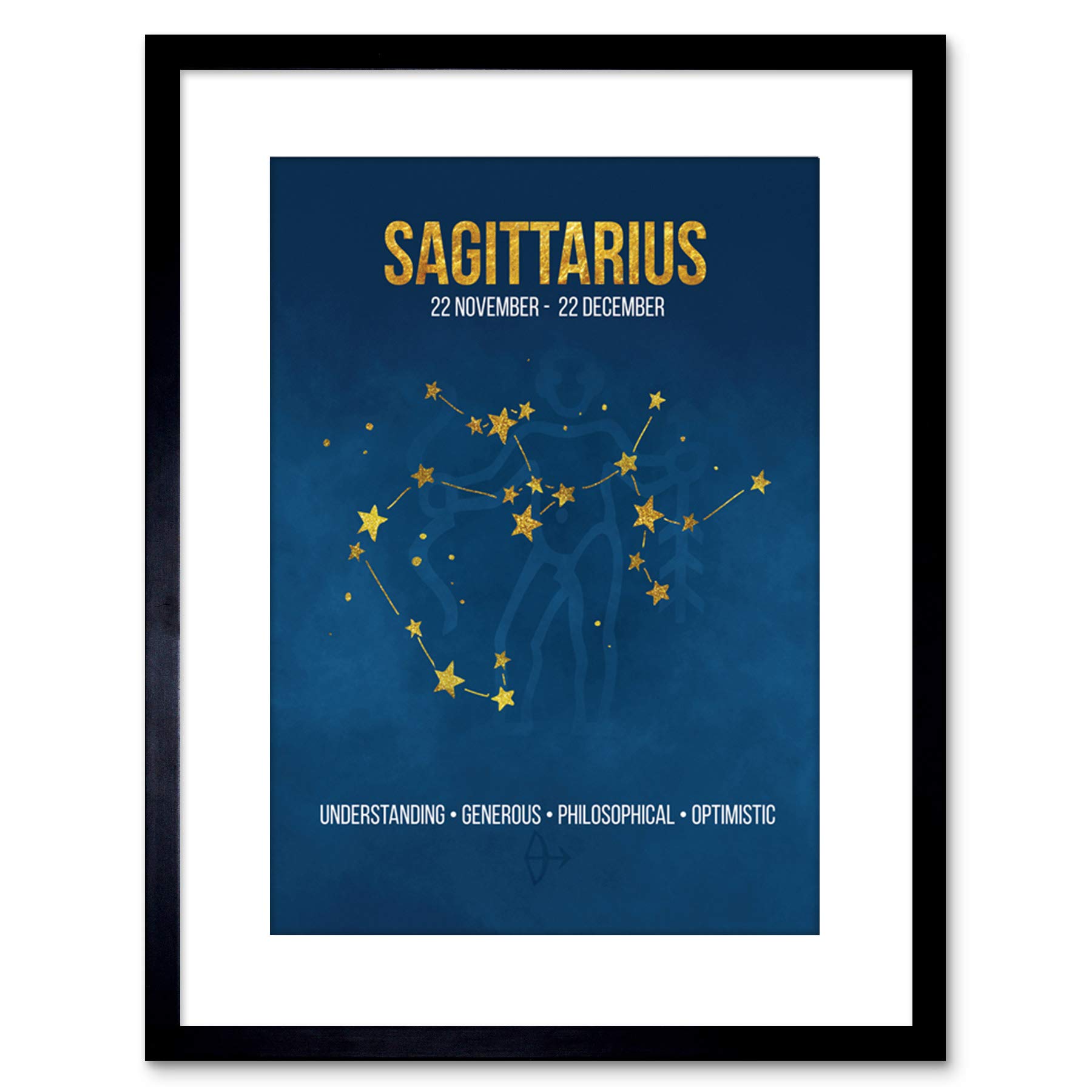 Wee Blue Coo ZODIAC STAR SIGN BIRTHDAY ASTROLOGY SAGITTARIUS FRAMED ART PRINT F97X13508