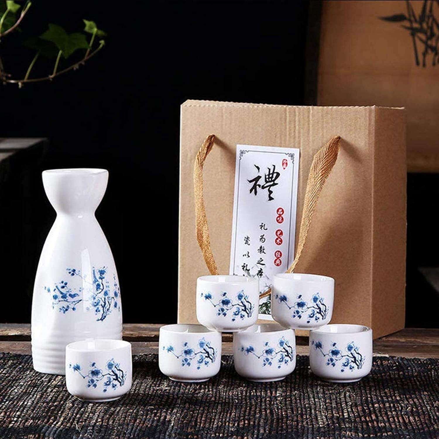 Amazon.co.jp: 酒器セット 酒器セット 7点 陶器酒器セット 酒器6個付き 