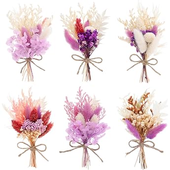 6 Bundles Mini Dried Flower Bouquet Small Dried Flowers Purple