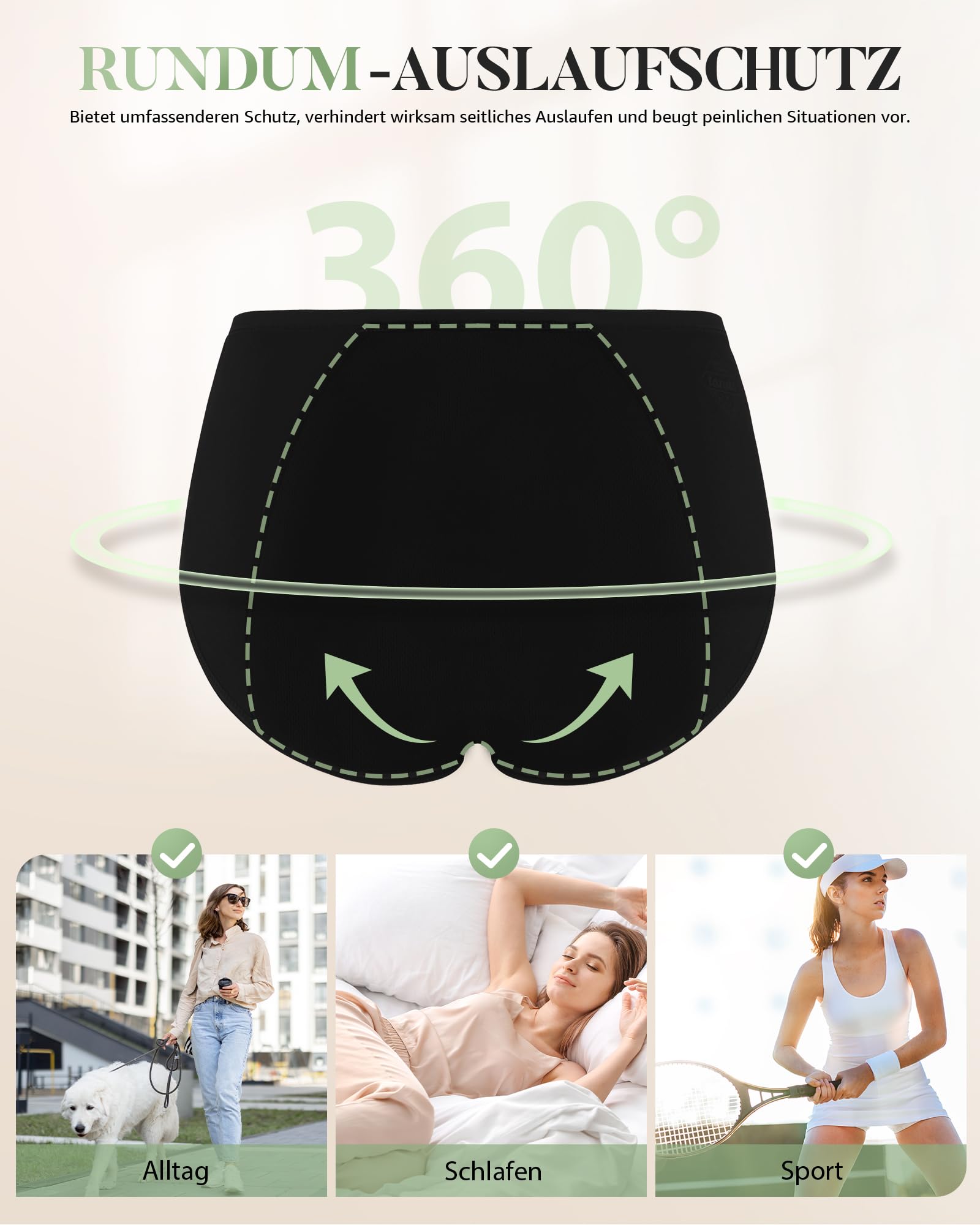 TANSTC Periodenunterschwäsche Starke Blutung Unterhosen Damen Baumwolle Menstruationsunterwäsche Mädchen High Waist Perioden Menstruation Unterwäsche Frauen Slips 3er Pack