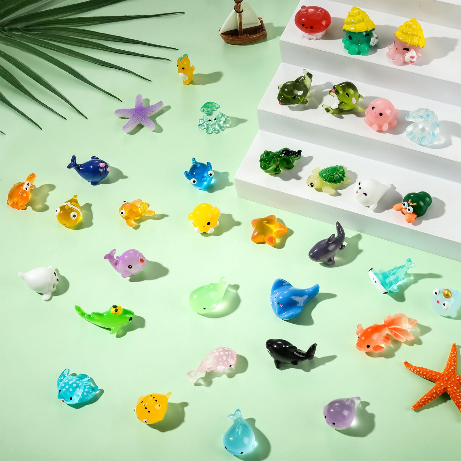 18 Mini Animaux Océan En Résine – Figurines Pour Aquarium, Décoration Maison, Jardin Féerique