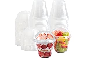 50-Pack Bulk Fruit Cups: 8 oz Clear Cups with Dome Lids