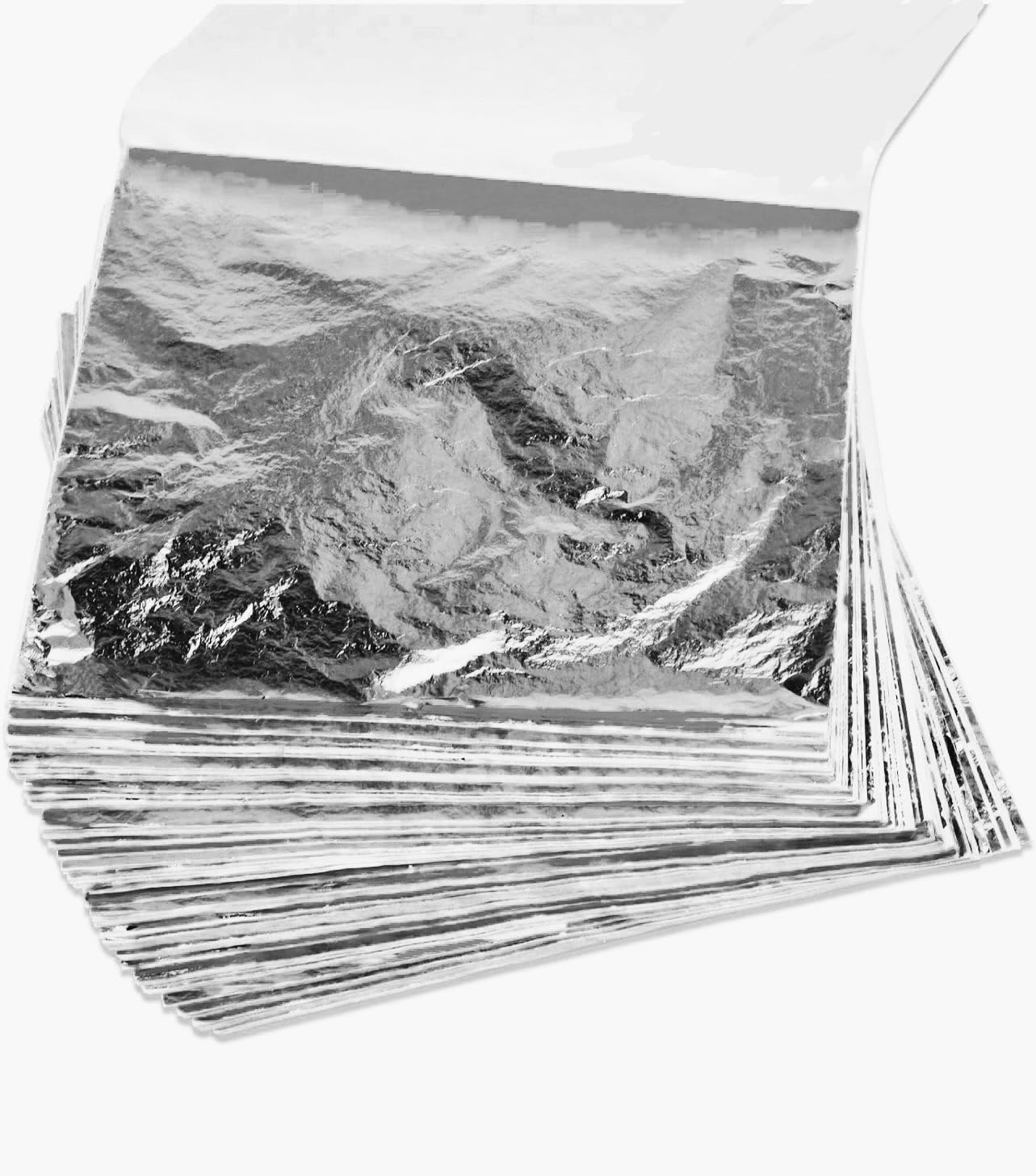 FGLC Italian Gold Leaf Sheets Resin, Painting Art, Crafting, Drawing, Mysore Painting, Home Decoration, Art and Crafts DIYs, Slime Interior Design Wall 25pcs (16.3cm×16.3cm), Italian Silver