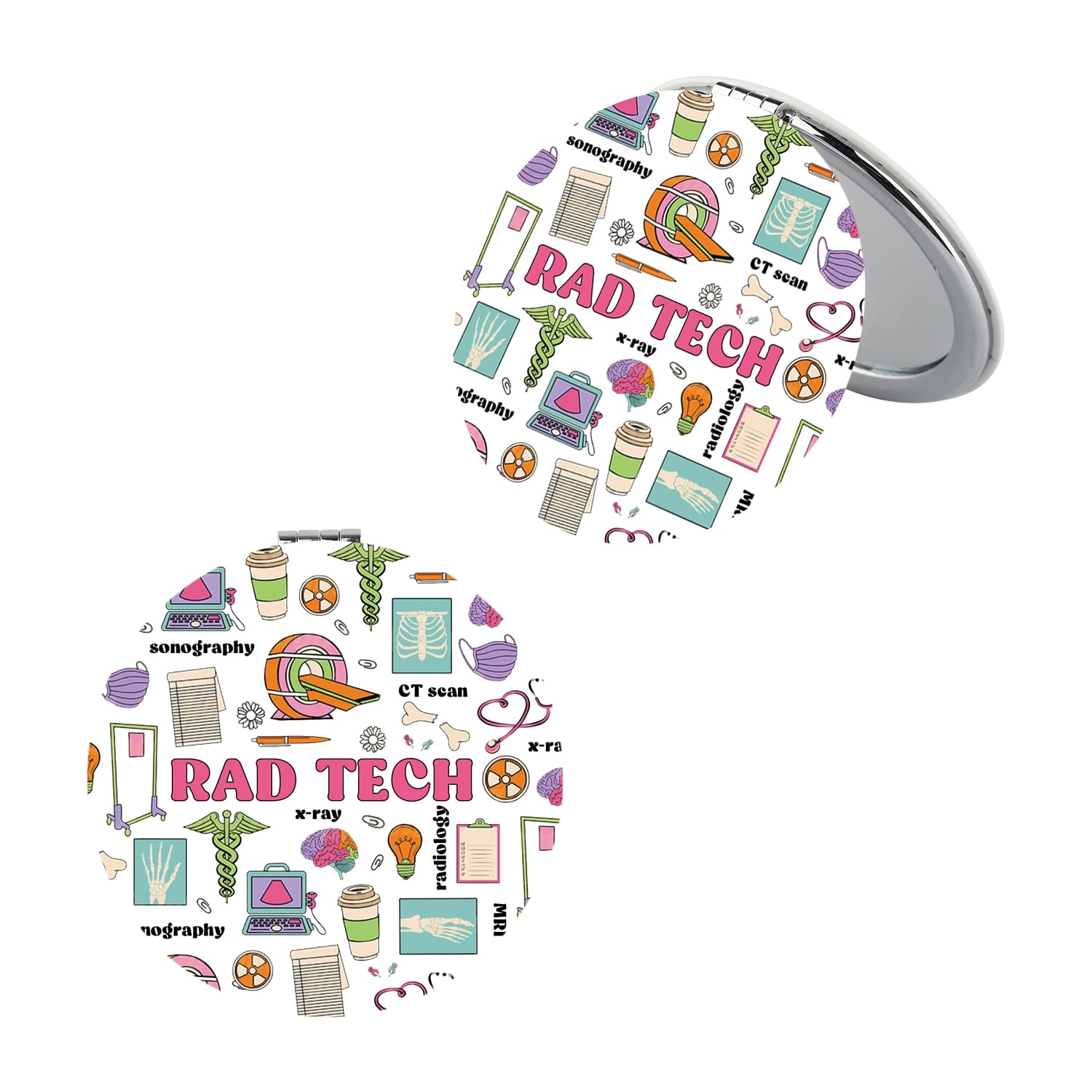 OKEYCHFuture Radiologic Technologist Gift Rad Tech Makeup Mirror Xray Tech Pocket Mirror Radiology Graduation Gift (Rad Tech J)