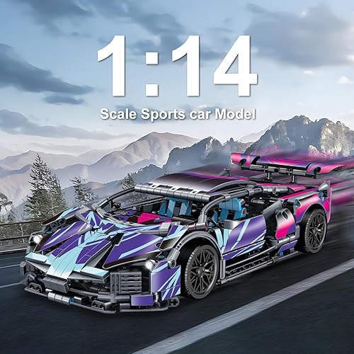 Miniatura 6 de Bloques de construcción de autos deportivos de 1329 piezas, kits de juguetes para niños o adultos, juego de construcción de modelos de autos de