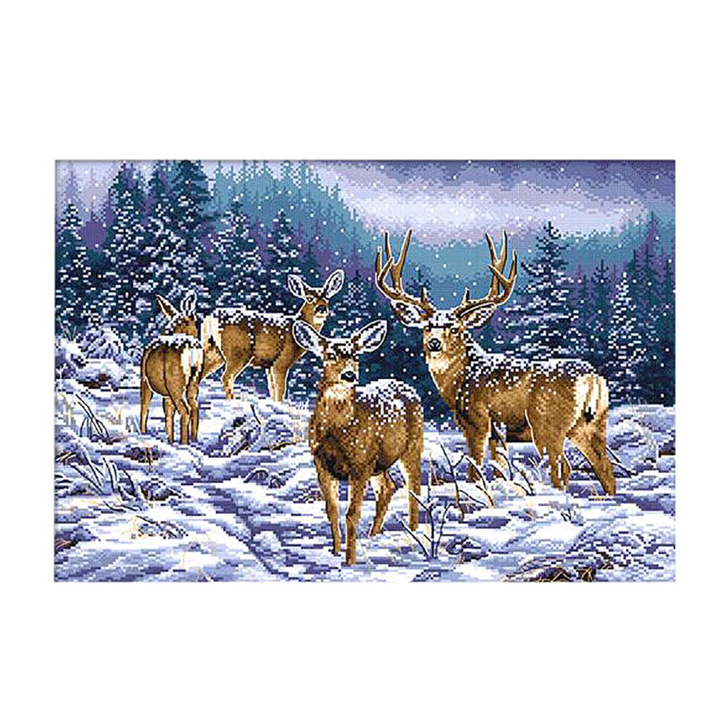 KBOLAE Stamped Embroidery Cross Stitch Kit Beginner Needlecrafts-Woodland Deer 14CT