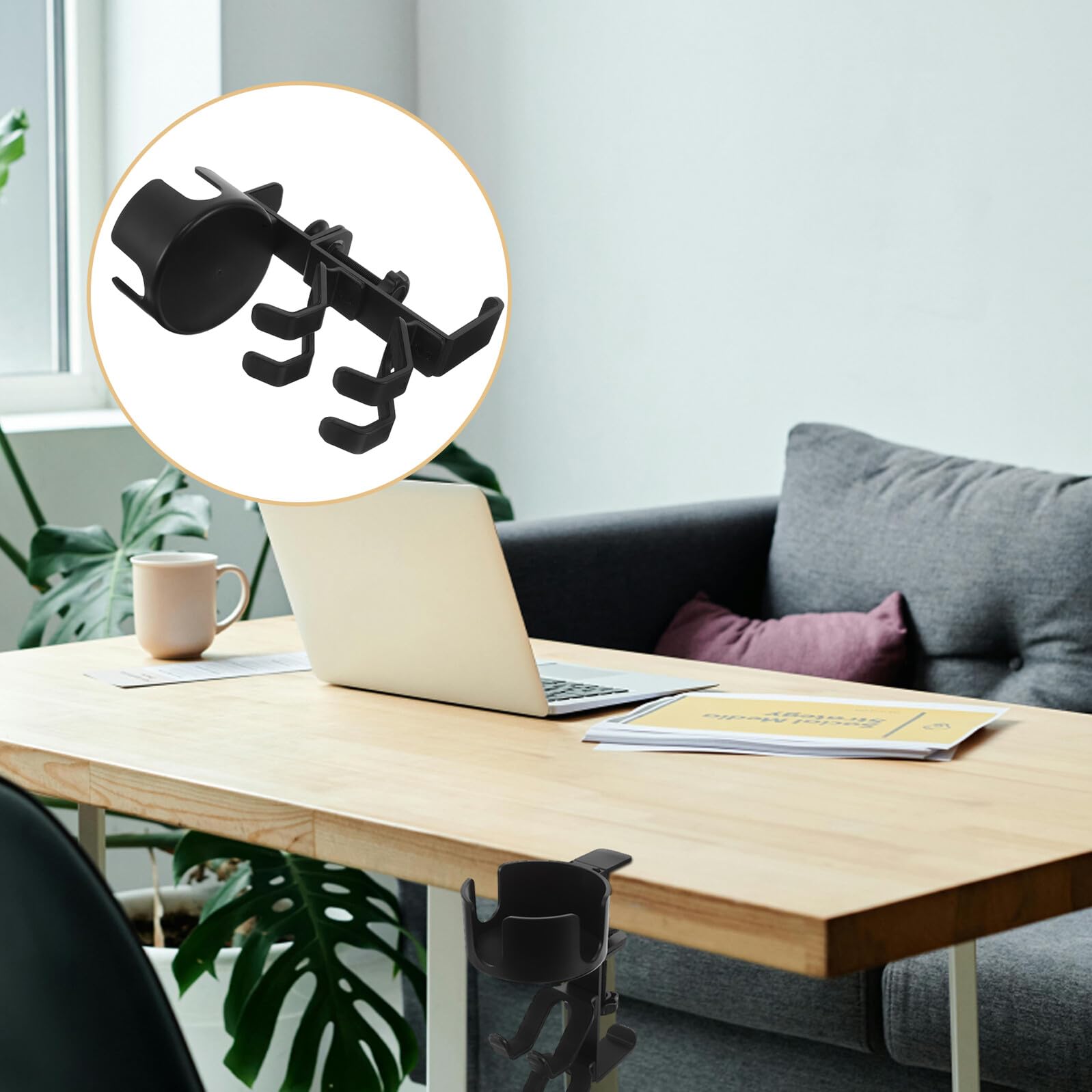 Gatuida Soporte Ajustable para Auriculares con Portavasos y Gancho de Almacenamiento, Base Antideslizante para Escritorio, Compatible con Auriculares Gaming y Controladores, Organizador