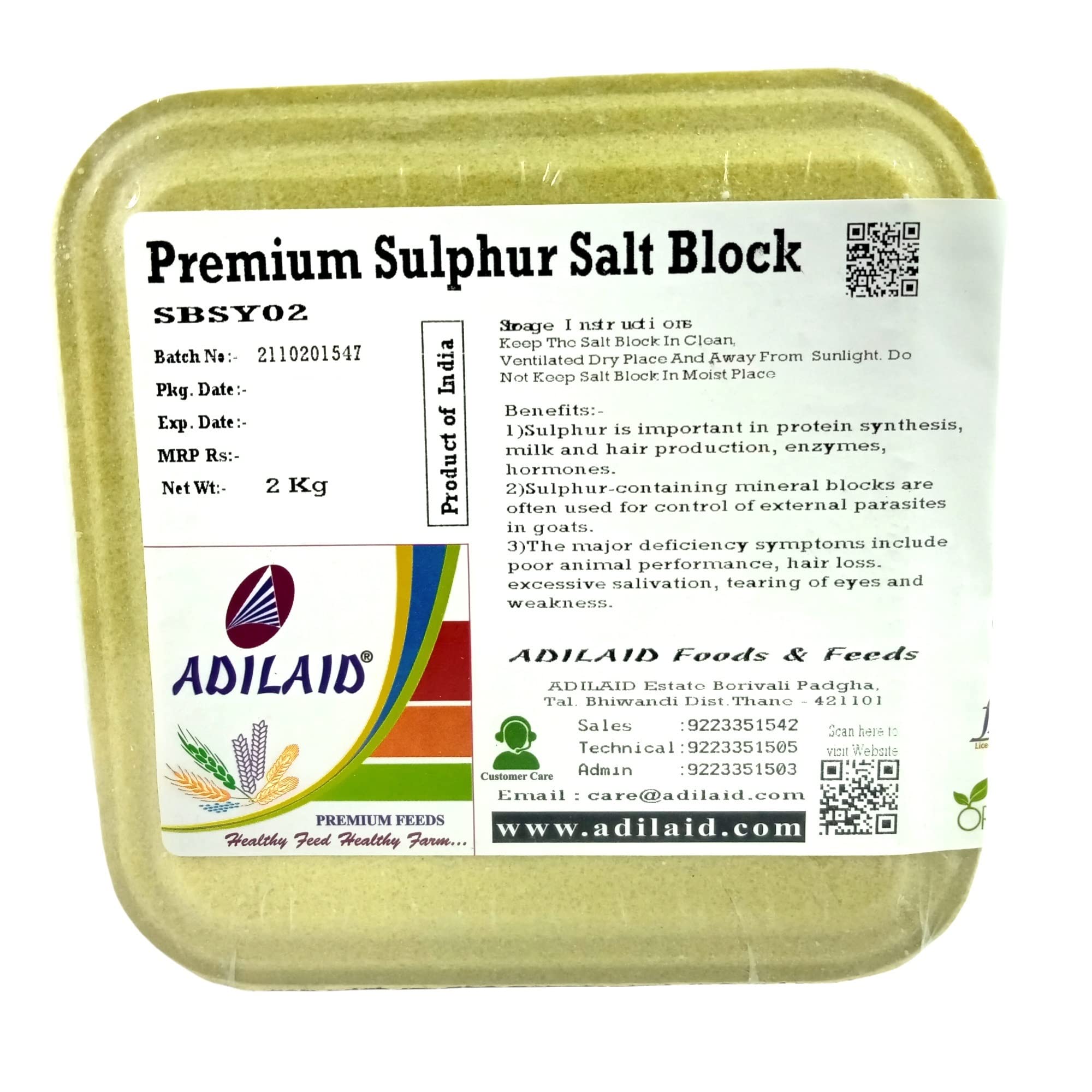 Adilaid Premium Sulphur Salt Block (2Kg) for Animals-picture-32