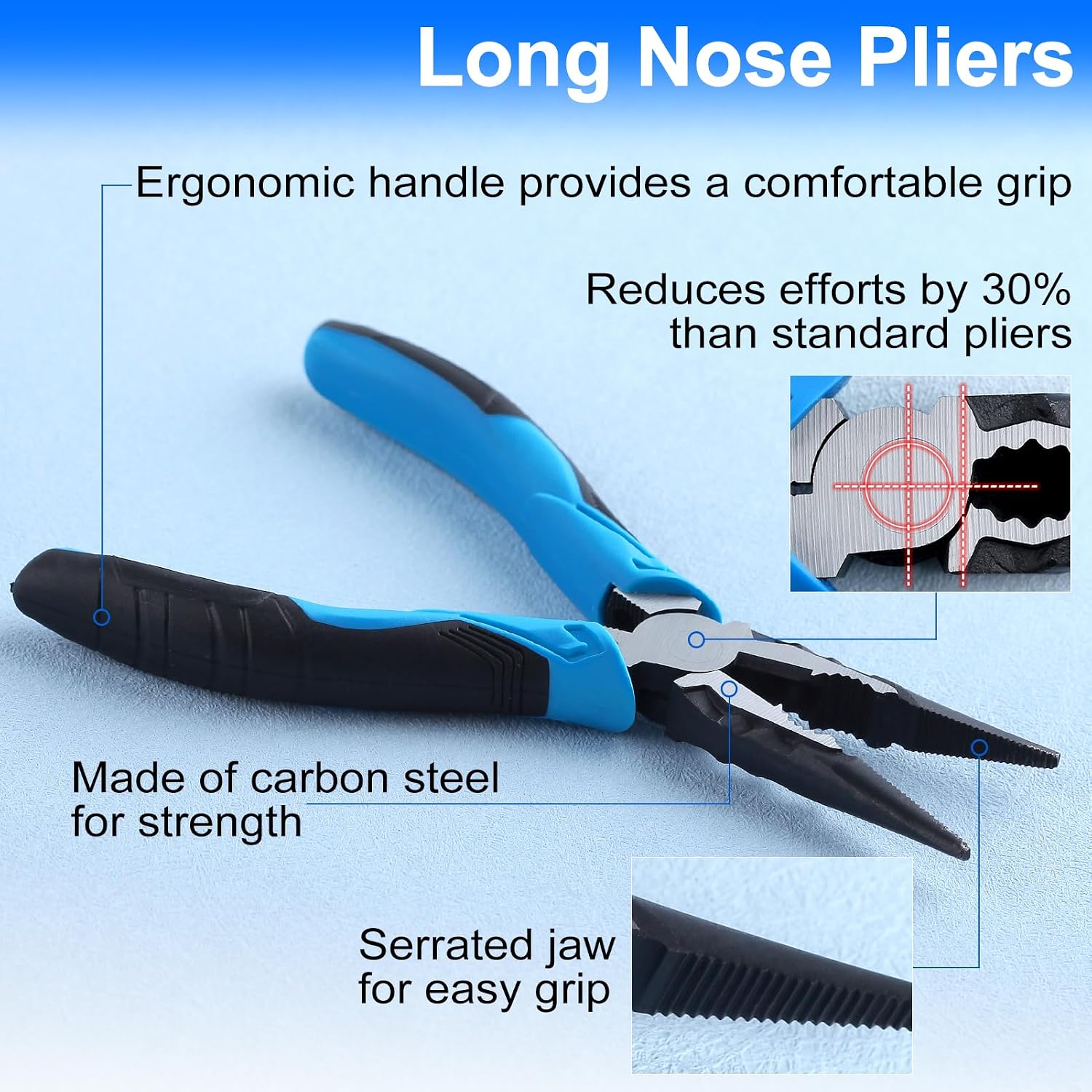 SPEEDWOX 6 Inch Long Nose Pliers High Leverage Needle Nose Pliers with Wire Cutter Serrated Jaw Pliers for Home Fishing Jewelry Crafts Cutting and Bending