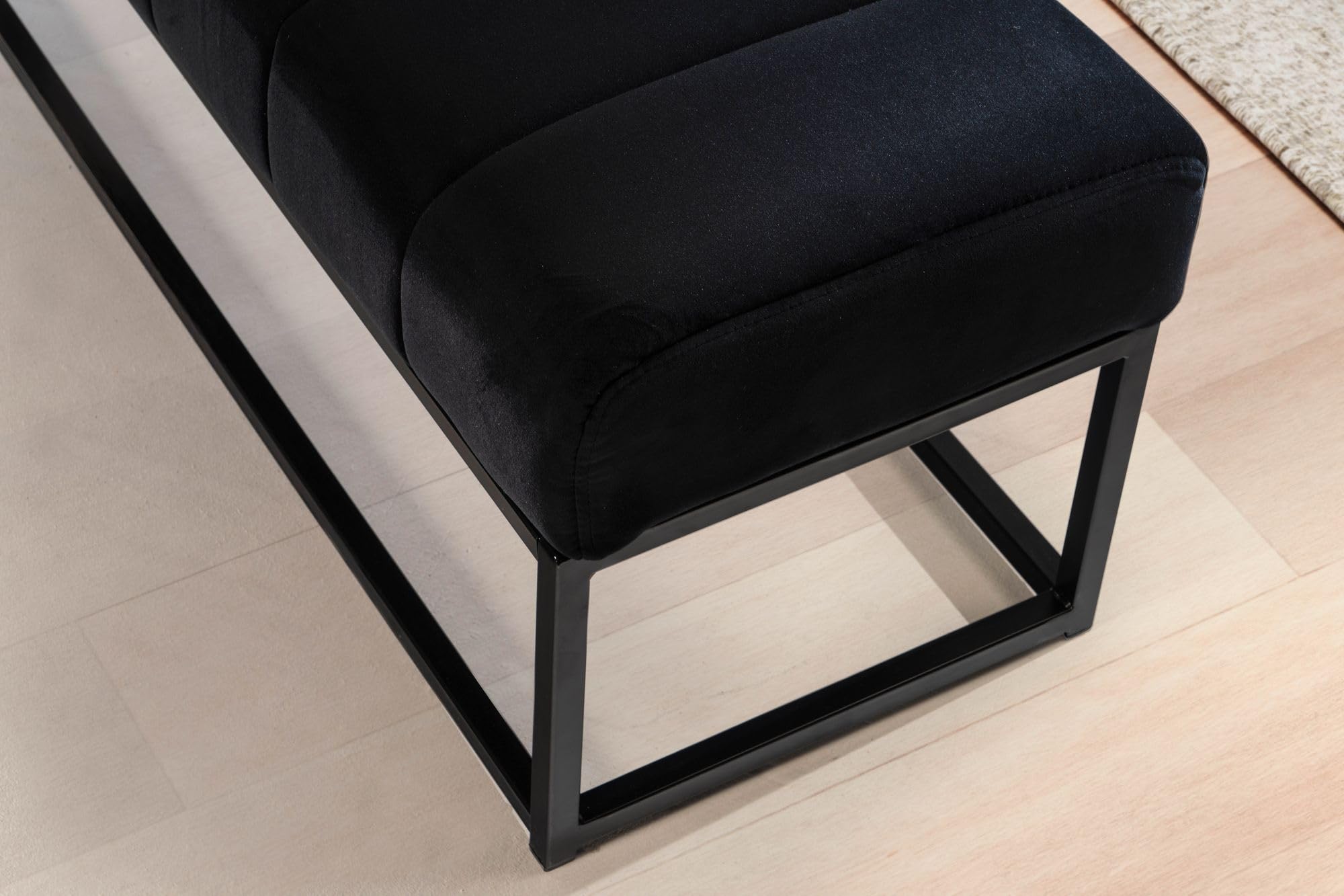 FineBuy Sitzbank 108x40x40 cm Samt Schwarz, Polsterbank