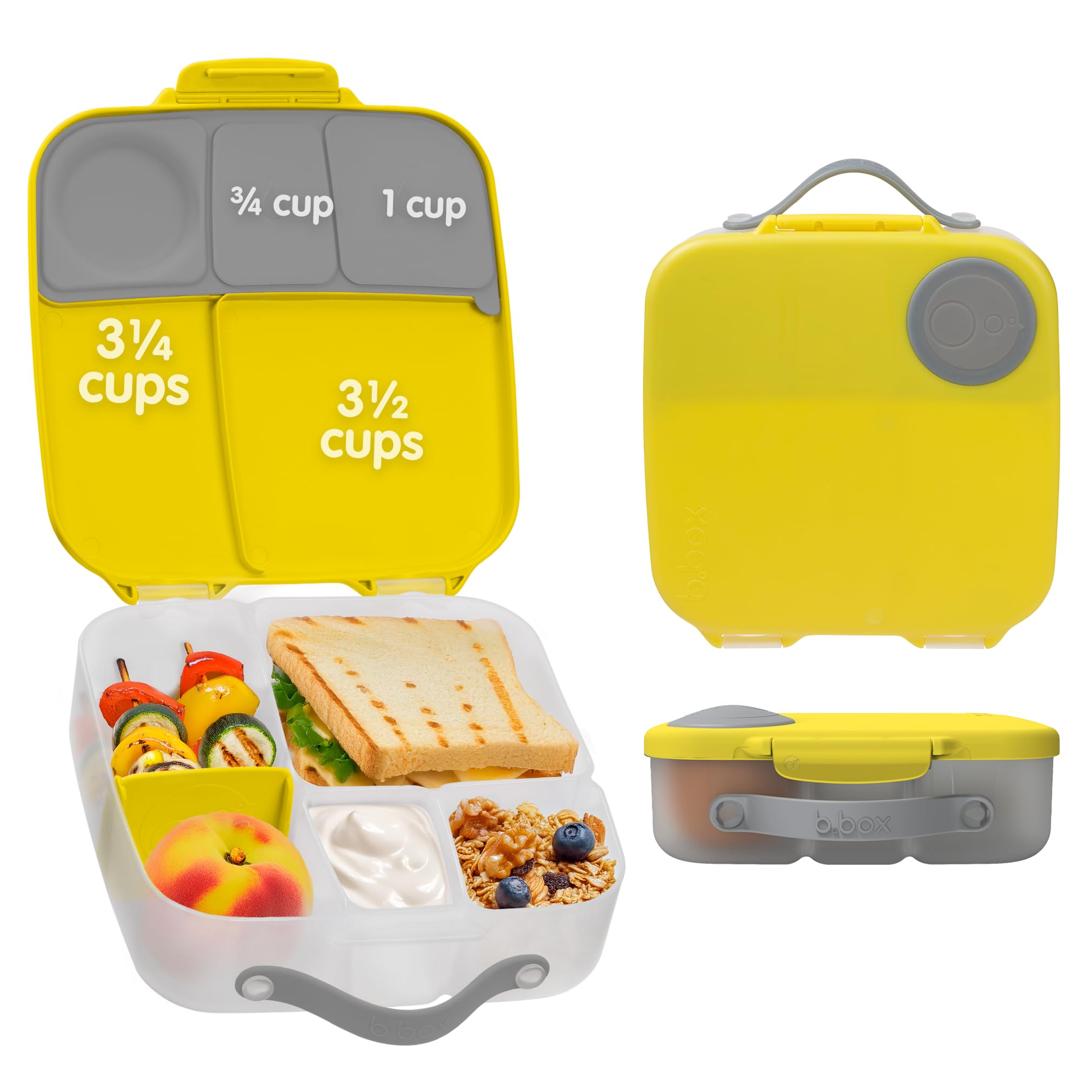 b.box Oversized Lunch Box for Kids: Bento Box with 4 Compartments (2 Leak Proof), Removable Divider, Gel Cold Pack. For Older Kids and Big Eaters Ages 3+. School Supplies. 8½ Cup Capacity