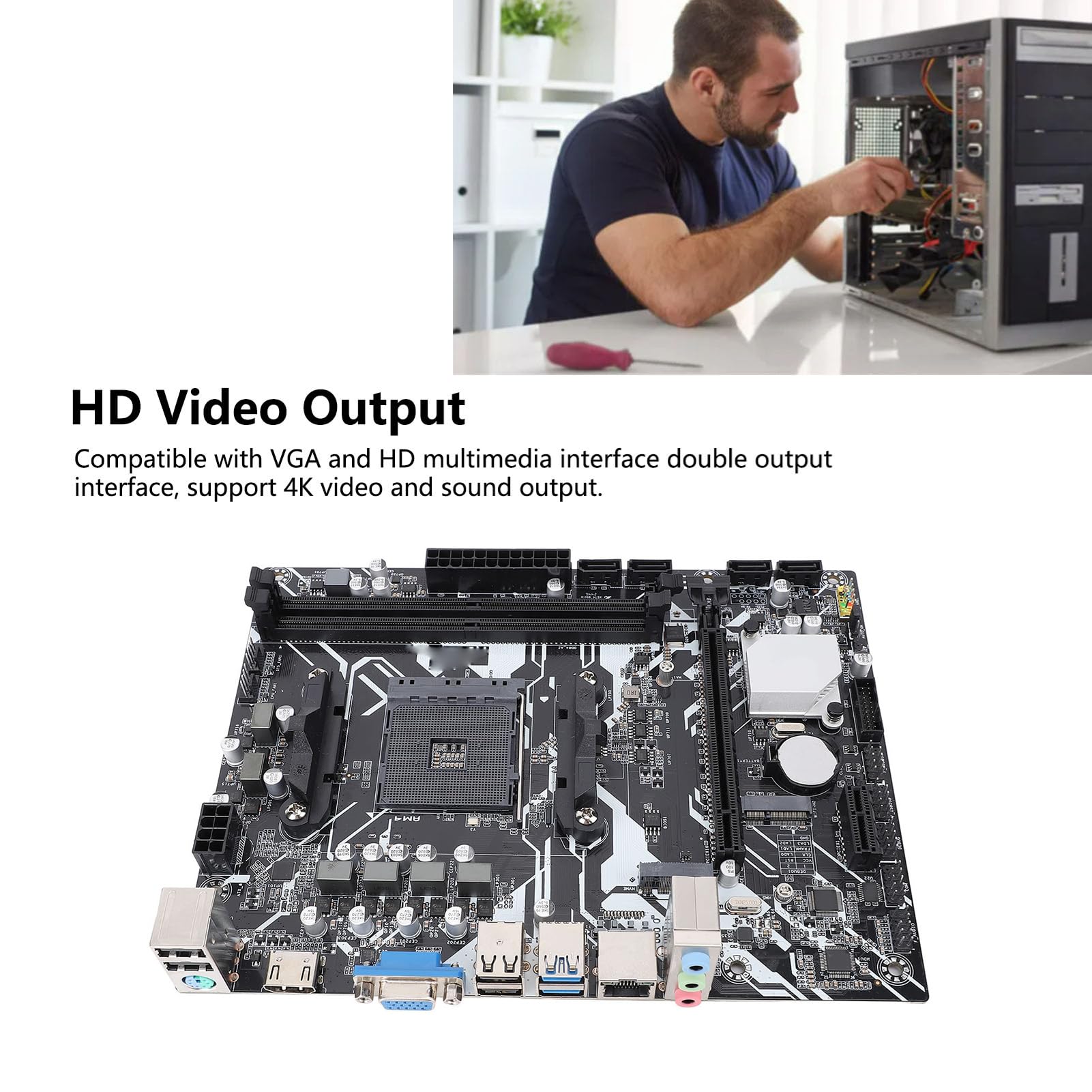 Carte Mère A320M-K Gaming ATX - Socket AM4, Support Ryzen 3000/4000G/5000, DDR4, M.2 NVMe, HDMI/VGA - 11