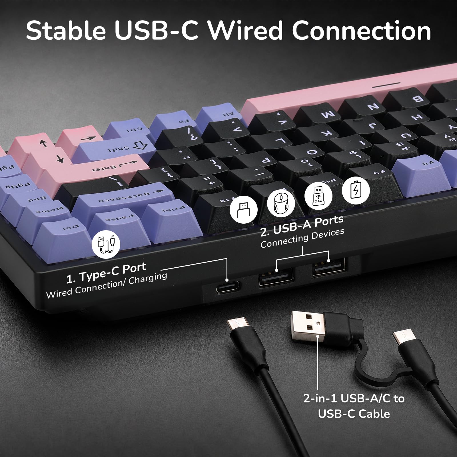 RK ROYAL KLUDGE RK84 – przewodowa klawiatura mechaniczna do gier z 75% układem TKL, podświetleniem RGB i funkcją hot-swap, układ US QWERTY