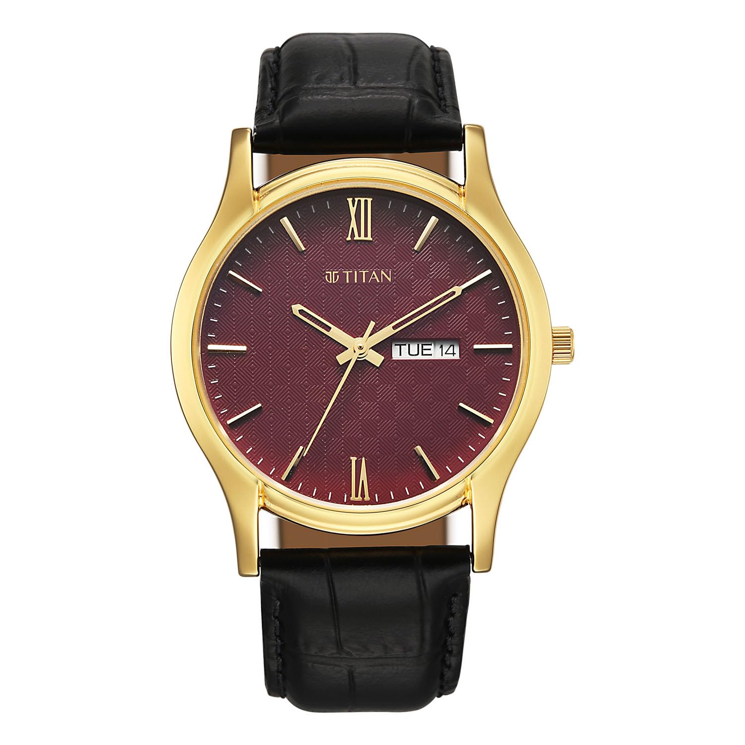 titan Karishma Regal Classic Day-Date Green Dial Black Leather Men's Dress Watch - 10059YL03-picture-25