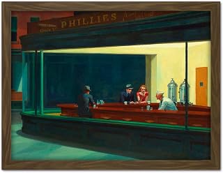 Edward Hopper Nighthawks Iconic Painting Artwork Framed Wall Art Print 18X24 Inch