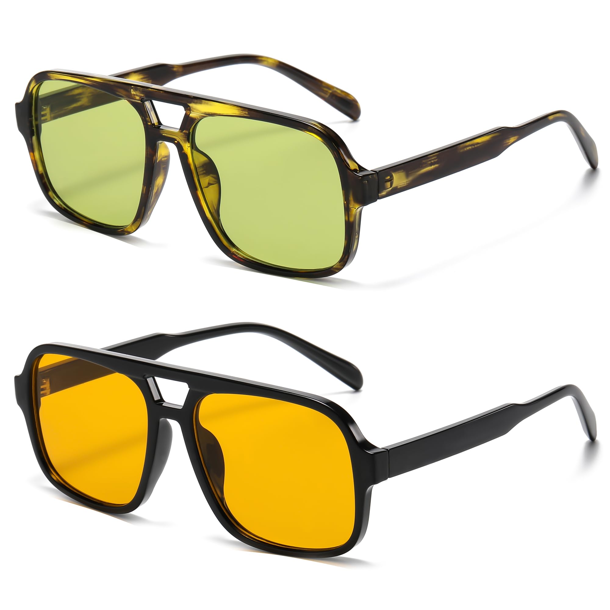 Hycredi Retro Aviator Sunglasses for Women Men Trendy Square Shades Vintage Classic Rectangle Sun Glasses