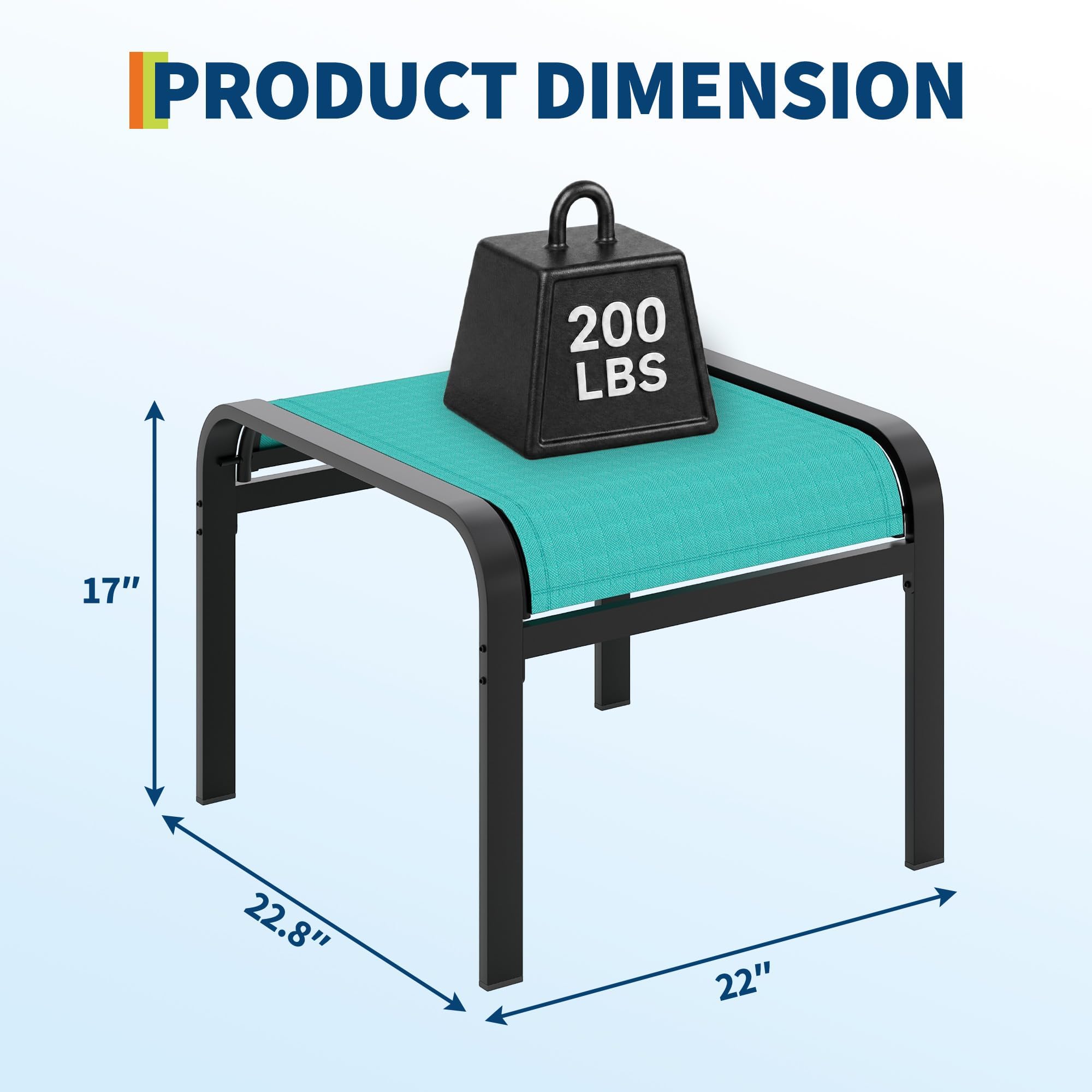 Garvee Textilene Outdoor Fußhocker – Klappbarer Hocker Für Terrasse Balkon, Cyan